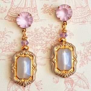 Victorian Lavender Opalite Milky & Swarovski Matte Lavender Crystal Earrings